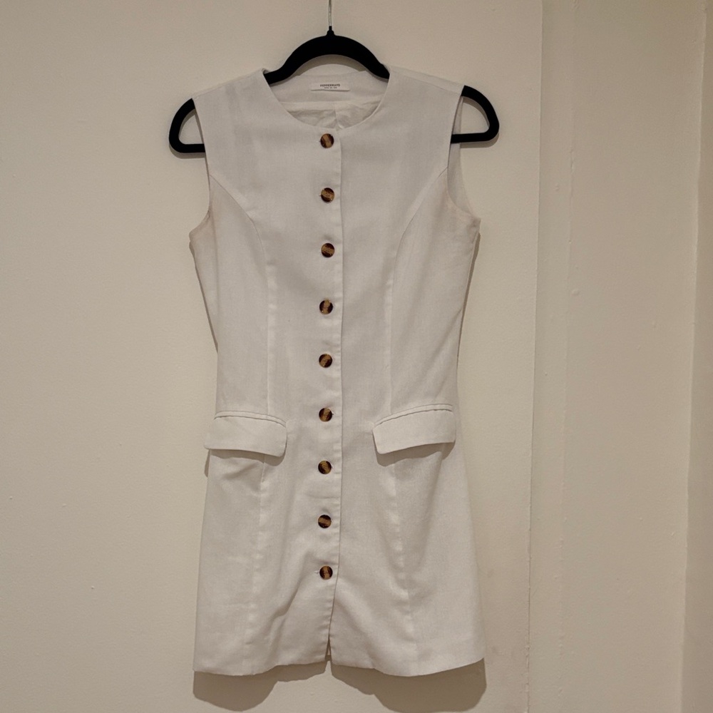 Peppermayo Cream Button-Front Mini Dress